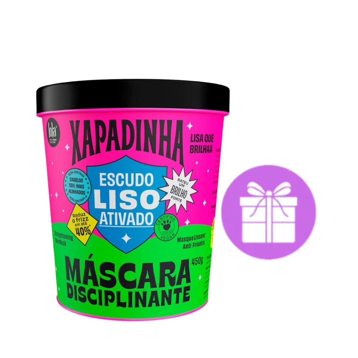 KIT LOLA MÁSCARA XAPADINHA DISCIPLINANTE 450G +  ACESSÓRIO SORTIDO