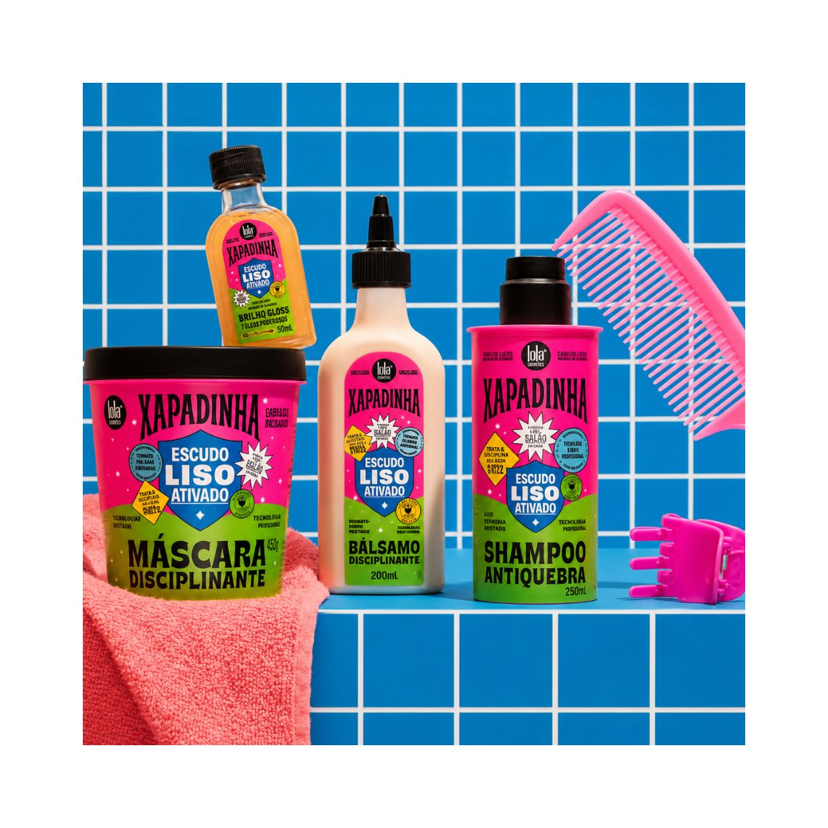 KIT LOLA MÁSCARA XAPADINHA DISCIPLINANTE 450G +  ACESSÓRIO SORTIDO