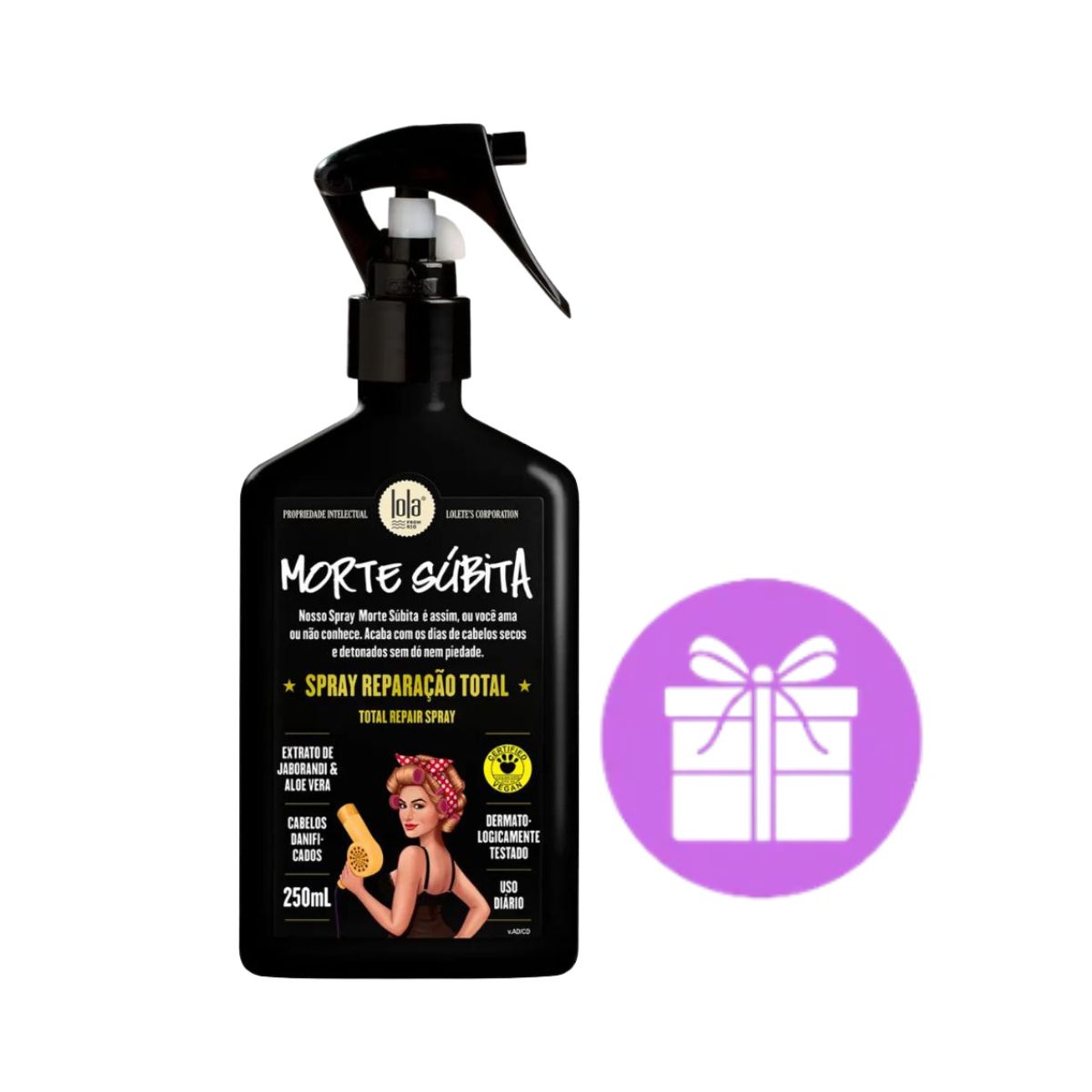 KIT LOLA SPRAY MORTE SÚBITA REPARAÇÃO TOTAL 250ML + ACESSÓRIO SORTIDO