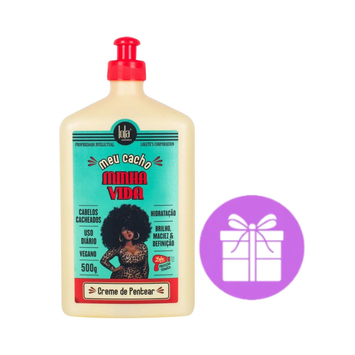 KIT LOLA CREME DE PENTEAR MEU CACHO MINHA VIDA 500G + ACESSORIO SORTIDO