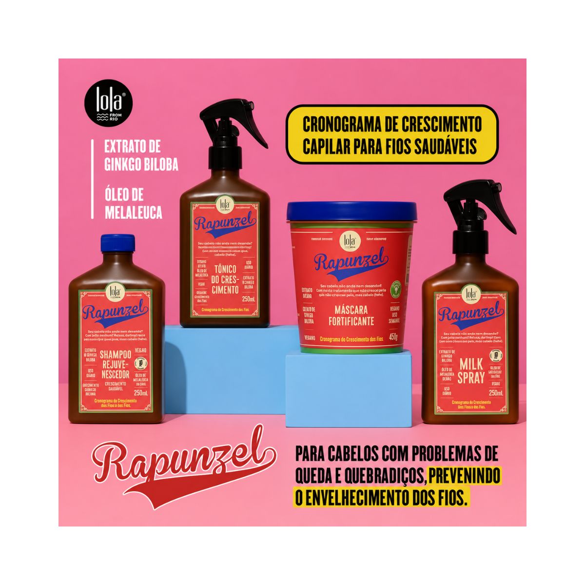 KIT LOLA LEAVE-IN SPRAY MILK RAPUNZEL 250ML + ACESSÓRIO DIVERSO