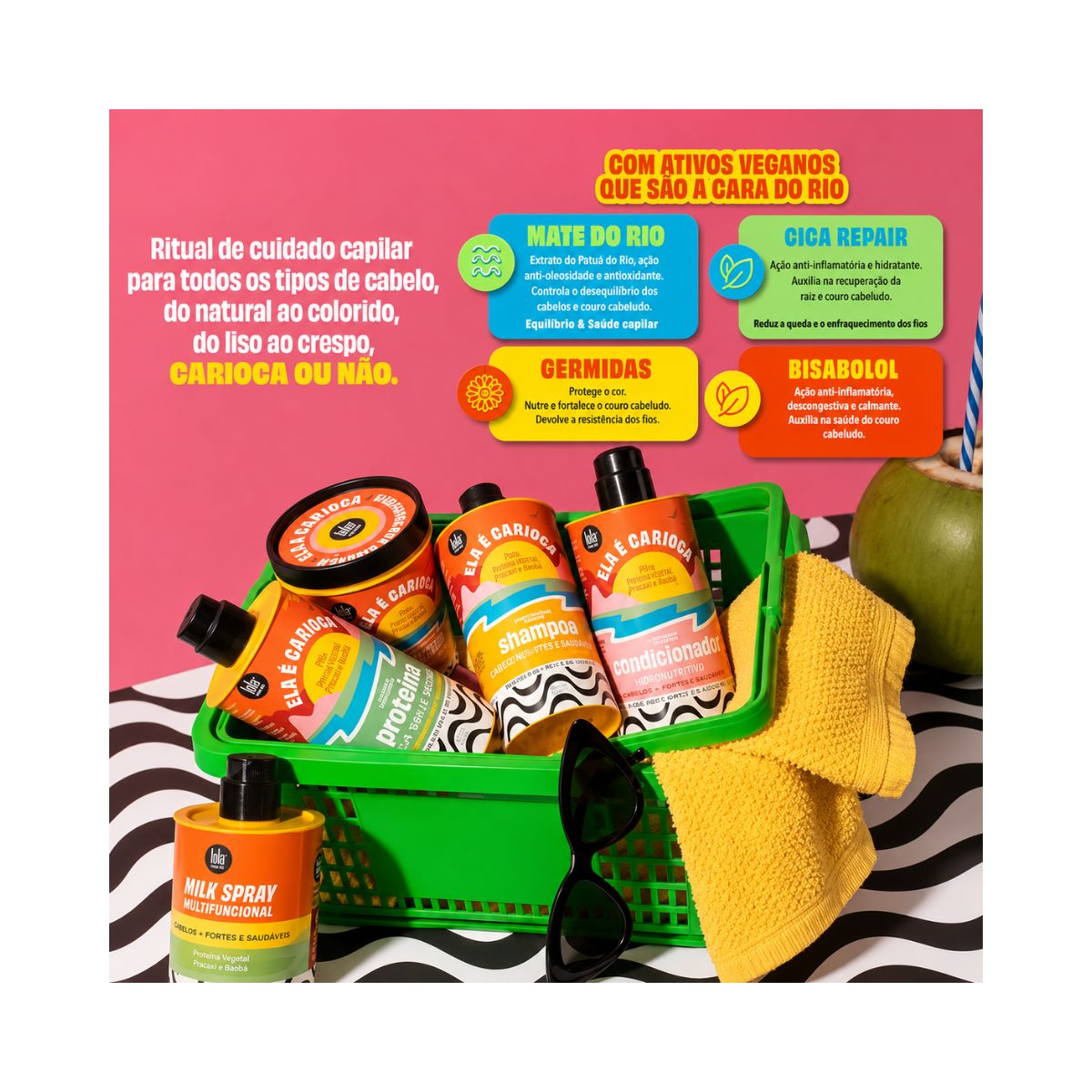 KIT LOLA MÁSCARA HIDRONUTRITIVA ELA É CARIOCA 450G + ACESSÓRIO SORTIDO
