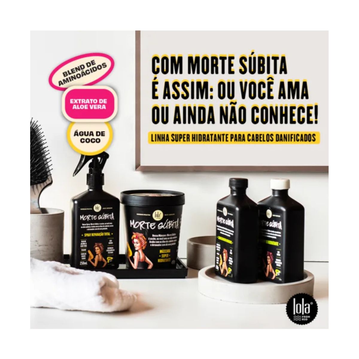 KIT LOLA MÁSCARA DE HIDRATAÇÃO MORTE SÚBITA 450G + ACESSORIO SORTIDO