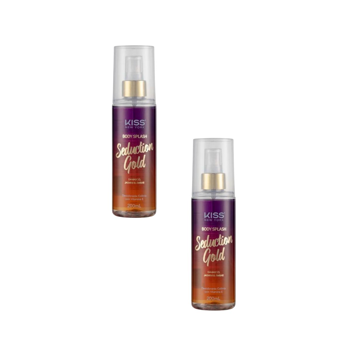 KIT KISS NEW YORK 2 BODY SPLASH SEDUCTION GOLD 200ML