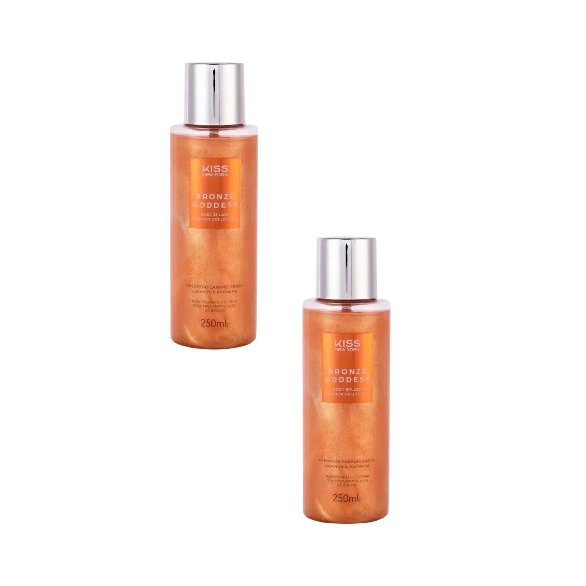 KIT KISS NEW YORK 2 BODYS SPLASH SHIMMER BRONZE GODDESS 250ML