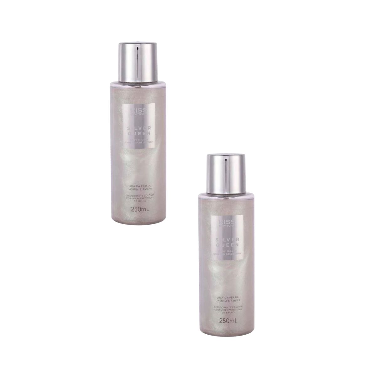 KIT KISS NEW YORK 2 BODYS SPLASH SHIMMER SILVER QUEEN 250ML