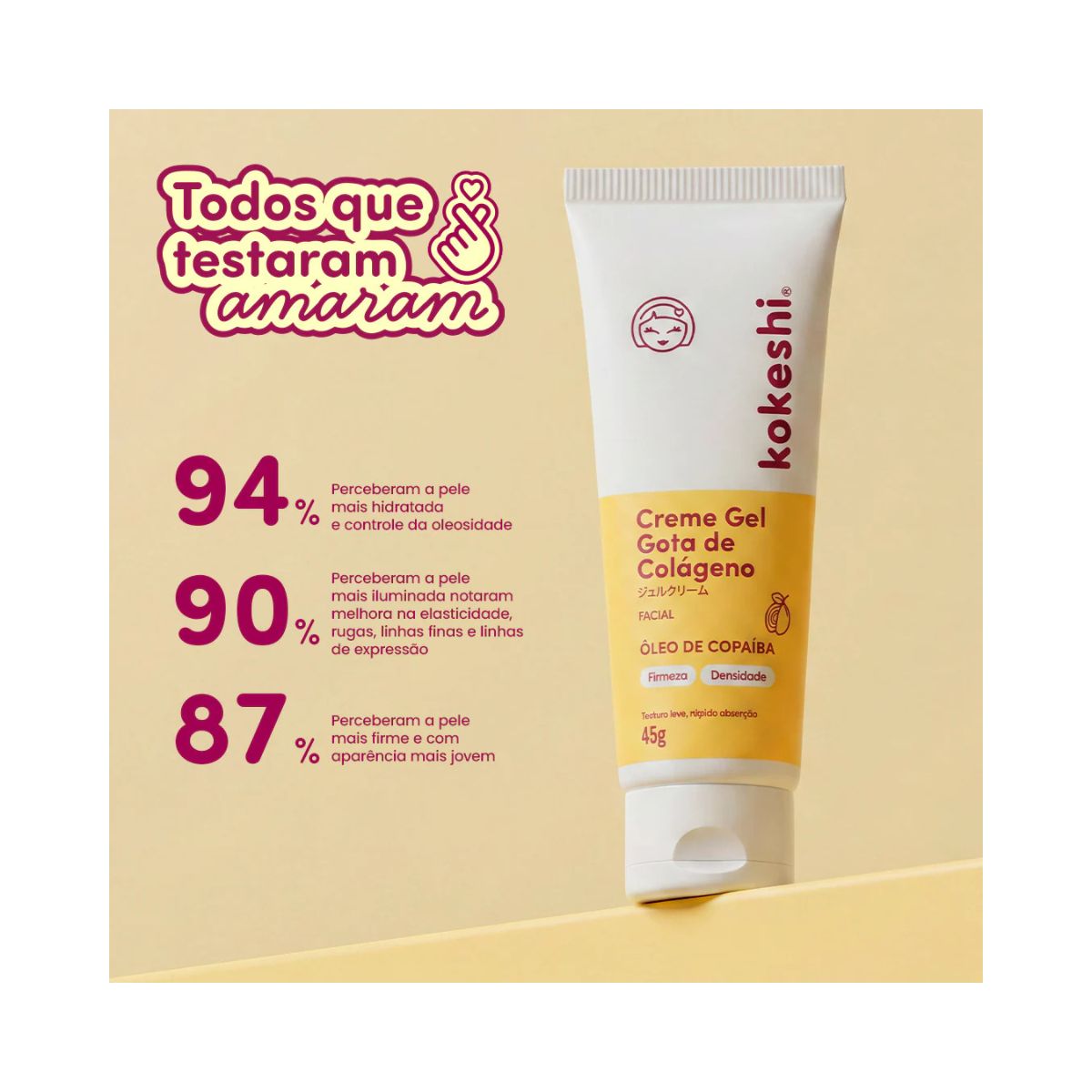 CREME GEL FACIAL GOTA DE COLÁGENO KOKESHI 45G
