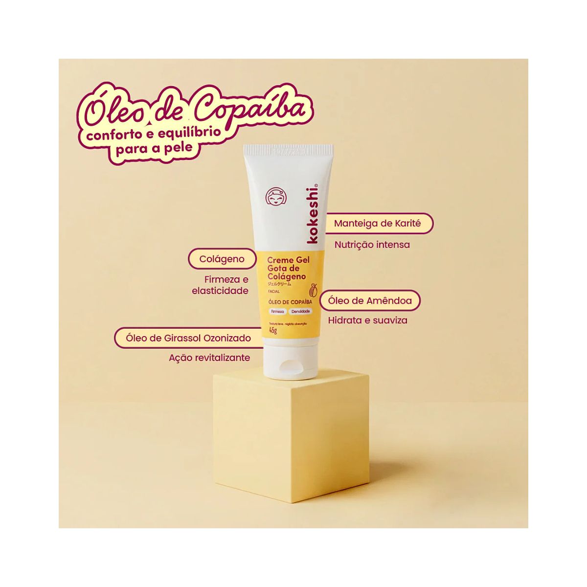 CREME GEL FACIAL GOTA DE COLÁGENO KOKESHI 45G