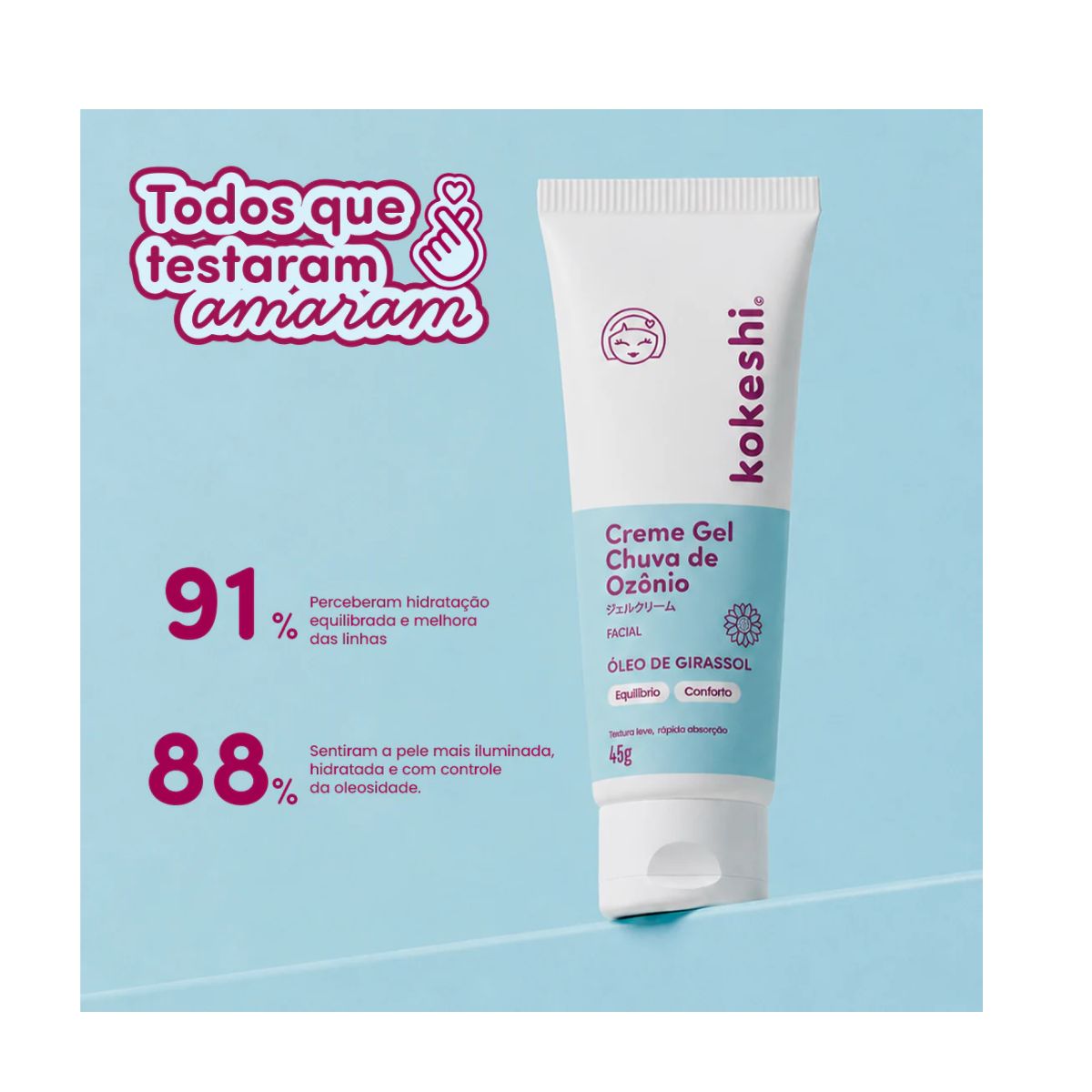 CREME GEL FACIAL CHUVA DE OZÔNIO KOKESHI 45G