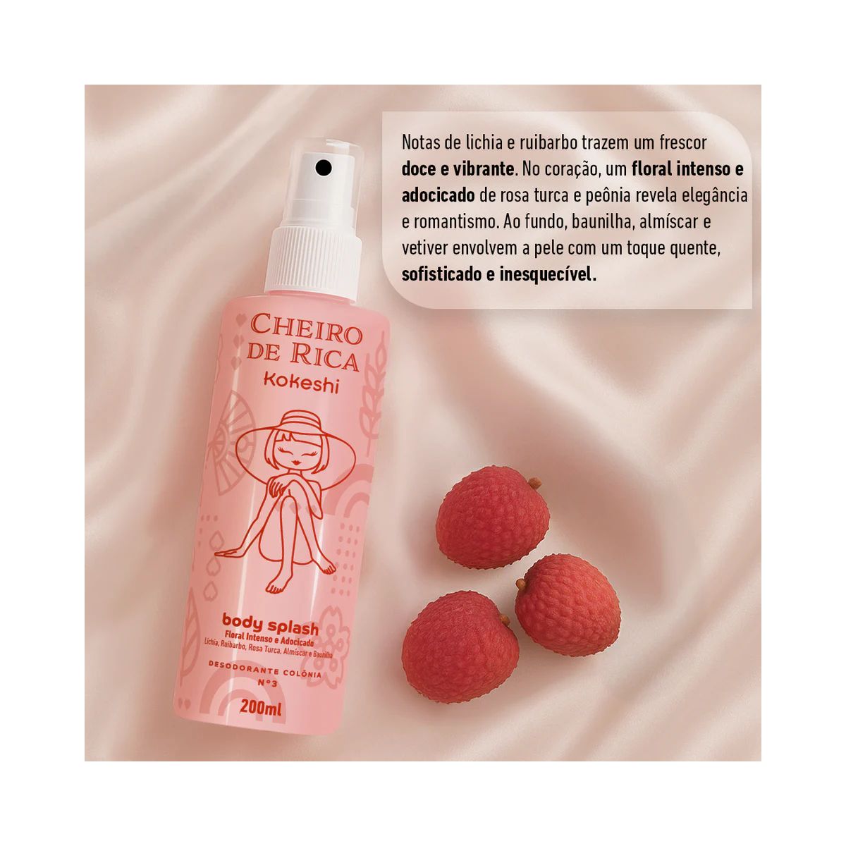 BODY SPLASH CHEIRO DE RICA FLORAL INTENSO E ADOCICADO 200ML