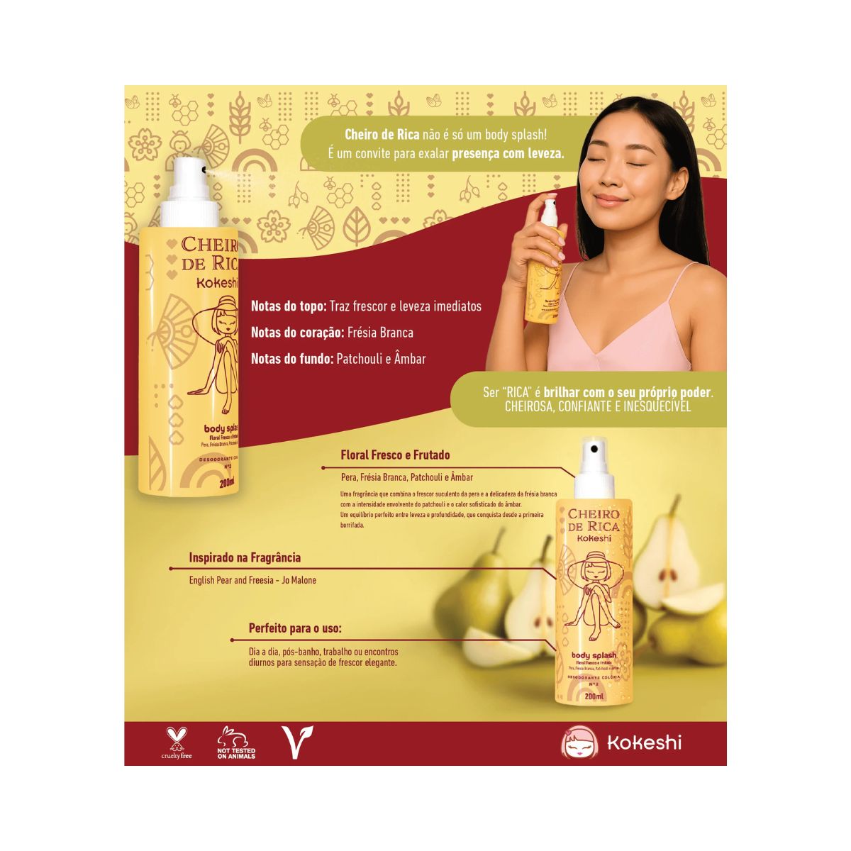 BODY SPLASH CHEIRO DE RICA FLORAL FRESCO FRUTADO 200ML