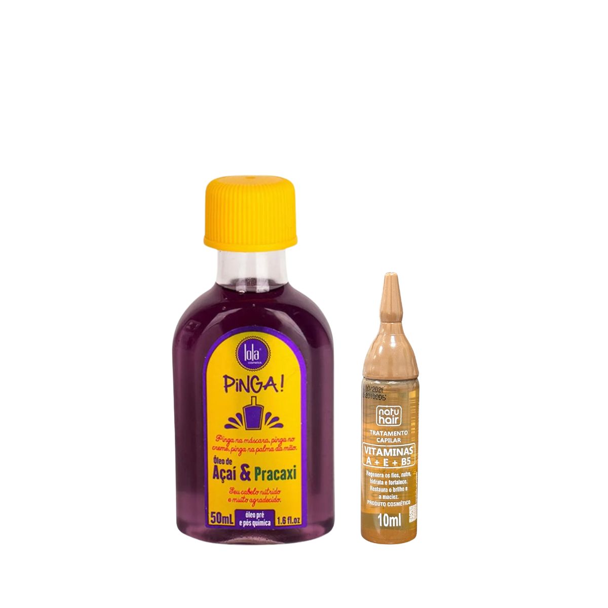 KIT LOLA ÓLEO CAPILAR PINGA AÇAÍ & PRACAXI 55ML + TRATAMENTO CAPILAR NATUHAIR VI