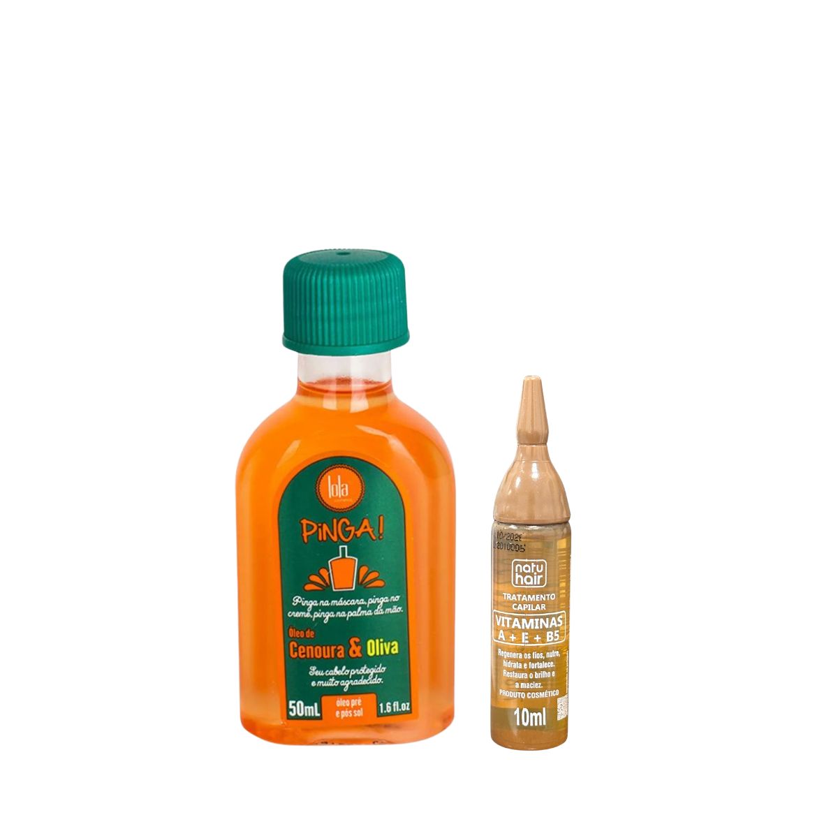 KIT LOLA ÓLEO CAPILAR PINGA CENOURA & OLIVA 55ML + AMPOLA TRATAMENTO CAPILAR VIT