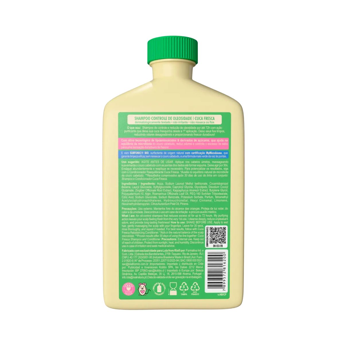 SHAMPOO CONTROLE DE OLEOSIDADE CUCA FRESCA LOLA COSMETICS 250ML