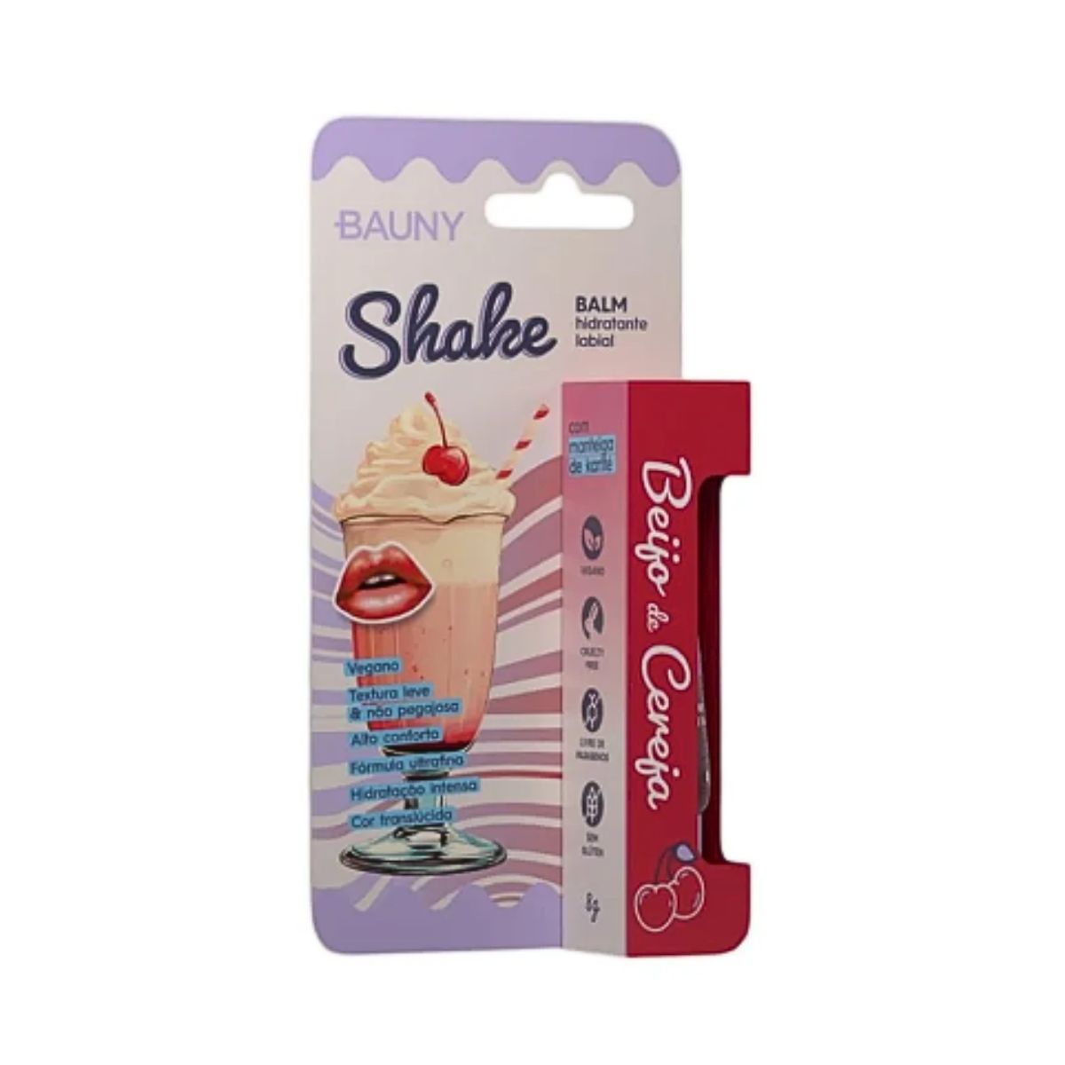 BALM LABIAL SHAKE BEIJO DE CEREJA BAUNY 8G