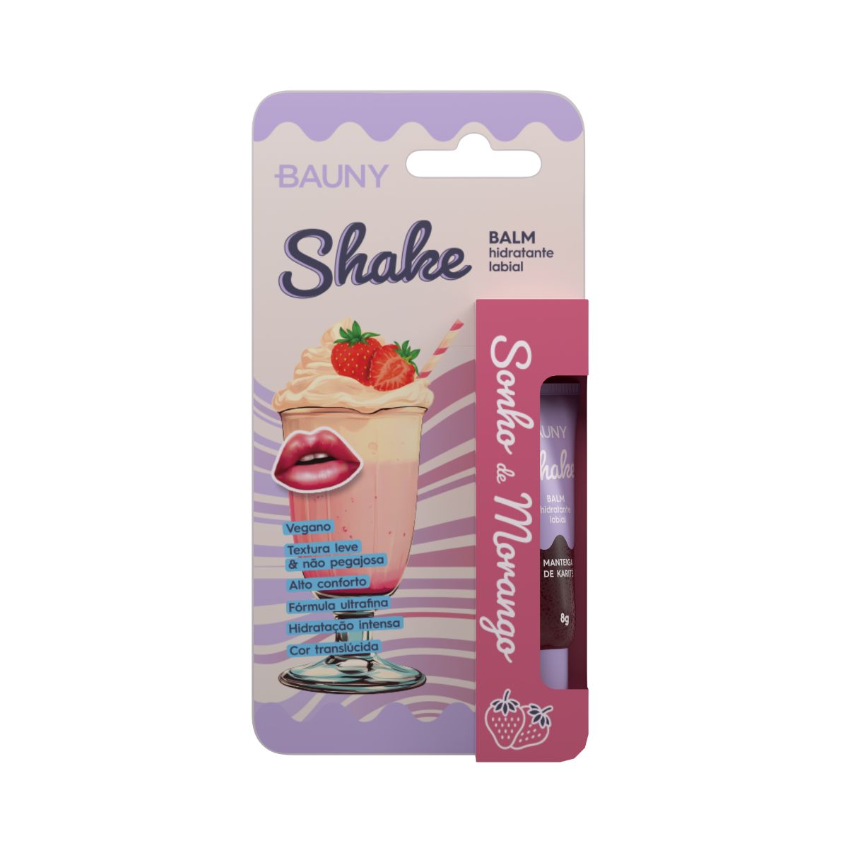BALM LABIAL SHAKE BEIJO DE MORANGO BAUNY 8G