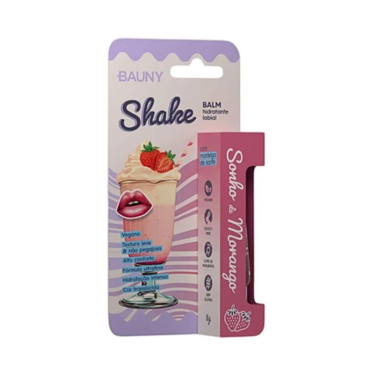 BALM LABIAL SHAKE BEIJO DE MORANGO BAUNY 8G