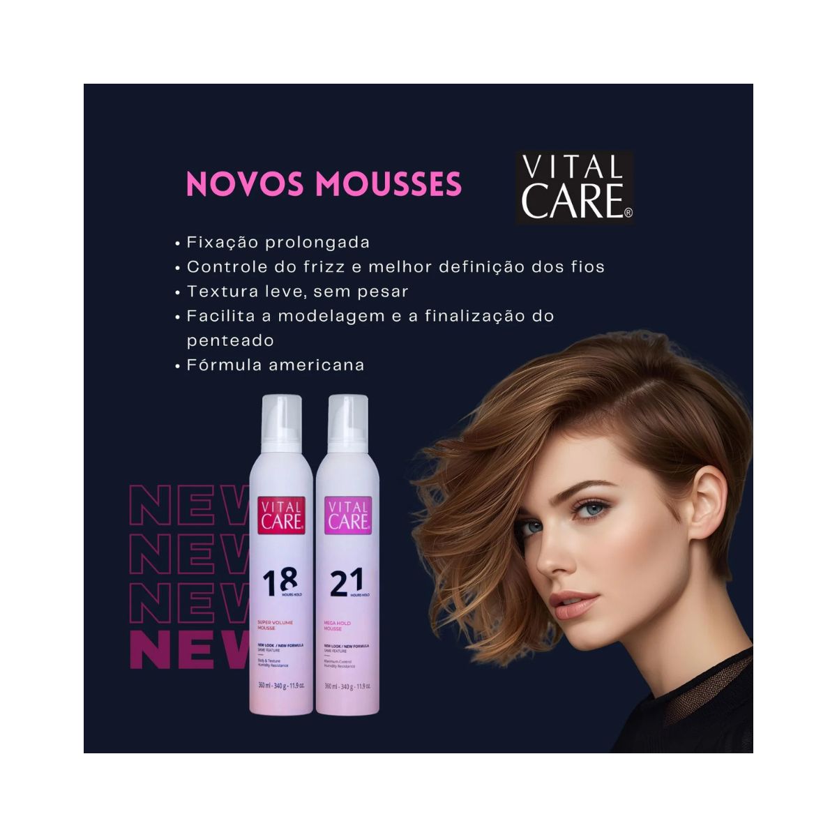 HAIR MOUSSE VITAL CARE MEGA HOLD 21H 340G