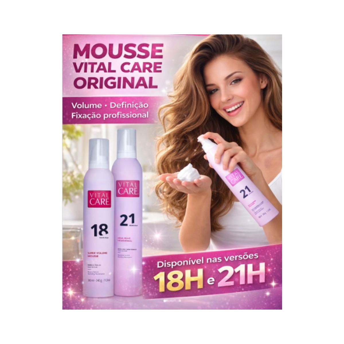 HAIR MOUSSE VITAL CARE MEGA HOLD 21H 340G
