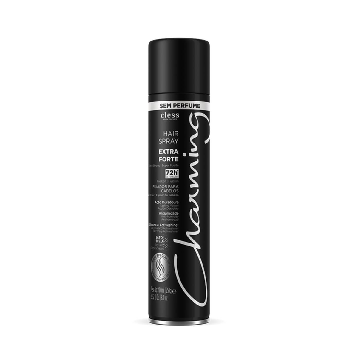 KIT CLESS 2 HAIR SPRAY FIXADOR CHARMING EXTRA FORTE SEM PERFUME 400ML