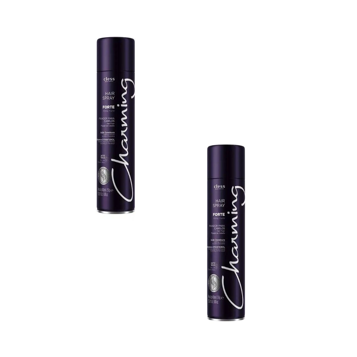 KIT CLESS 2 HAIR SPRAY FIXADOR CHARMING FORTE JATO SECO 400ML