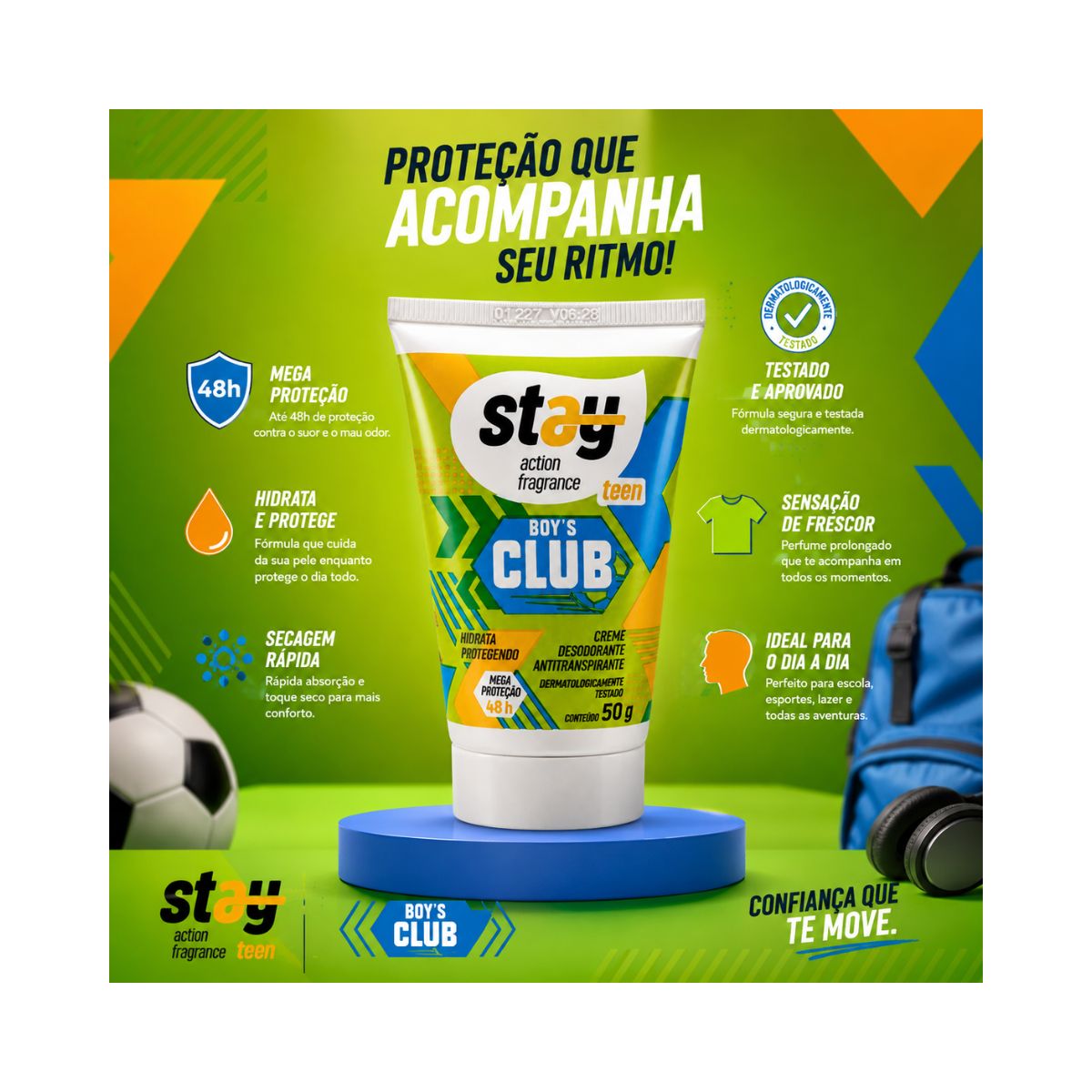 DESODORANTE EM CREME TEEN BOYS CLUB STAY 50G