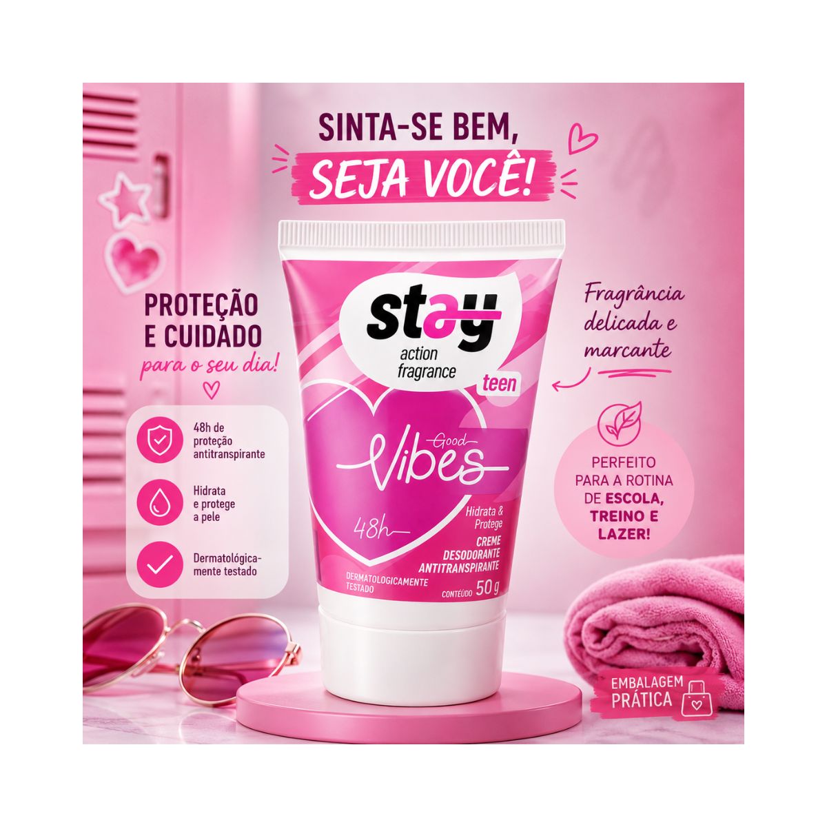 DESODORANTE EM CREME STAY TEEN GOOD VIBES 50G