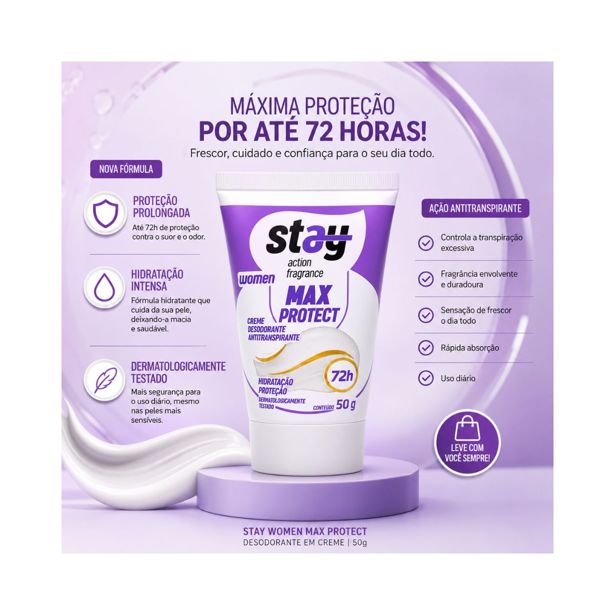 DESODORANTE EM CREME STAY MAX PROTECT WOMEN 50G