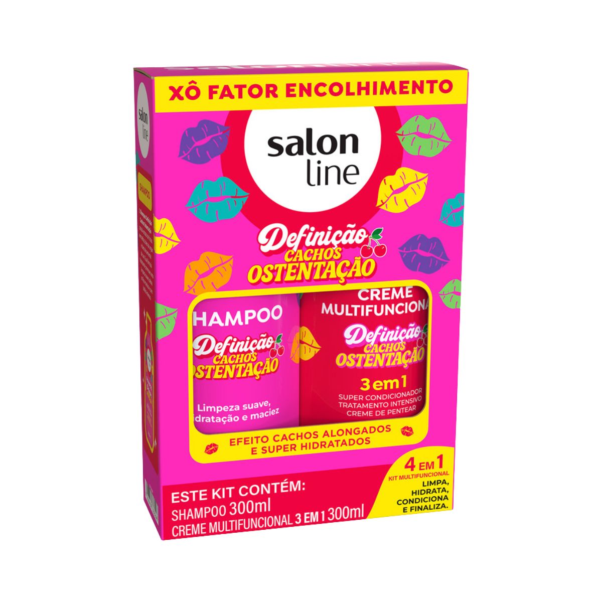 KIT SHAMPOO 300ML + CREME MULTI 300ML DEFINICAO CACHOS OSTENTACAO SALON LINE