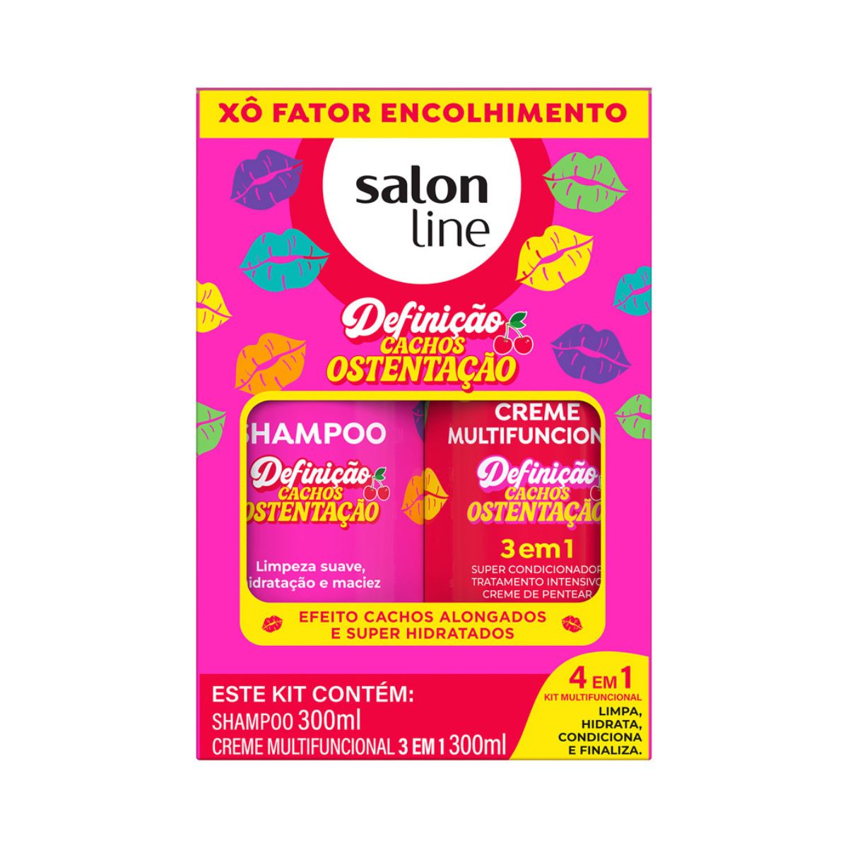 KIT SHAMPOO 300ML + CREME MULTI 300ML DEFINICAO CACHOS OSTENTACAO SALON LINE