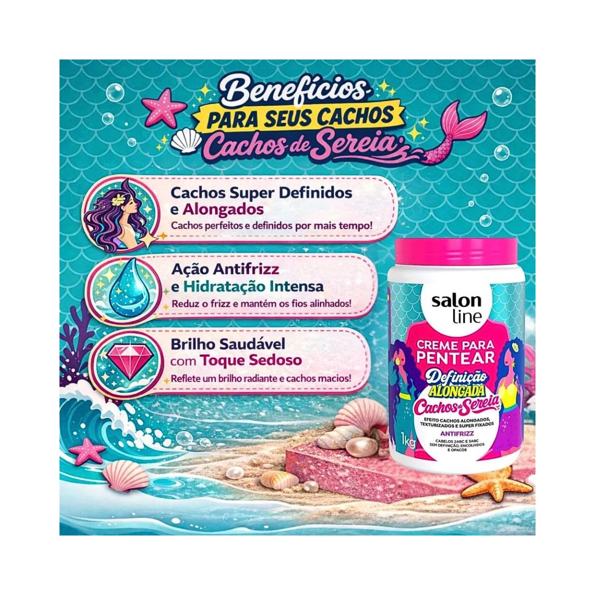 CREME PENTEAR CONDICIONADOR DEFINICAO ALONGADA CACHOS DE SEREIA SALON LINE 1KG