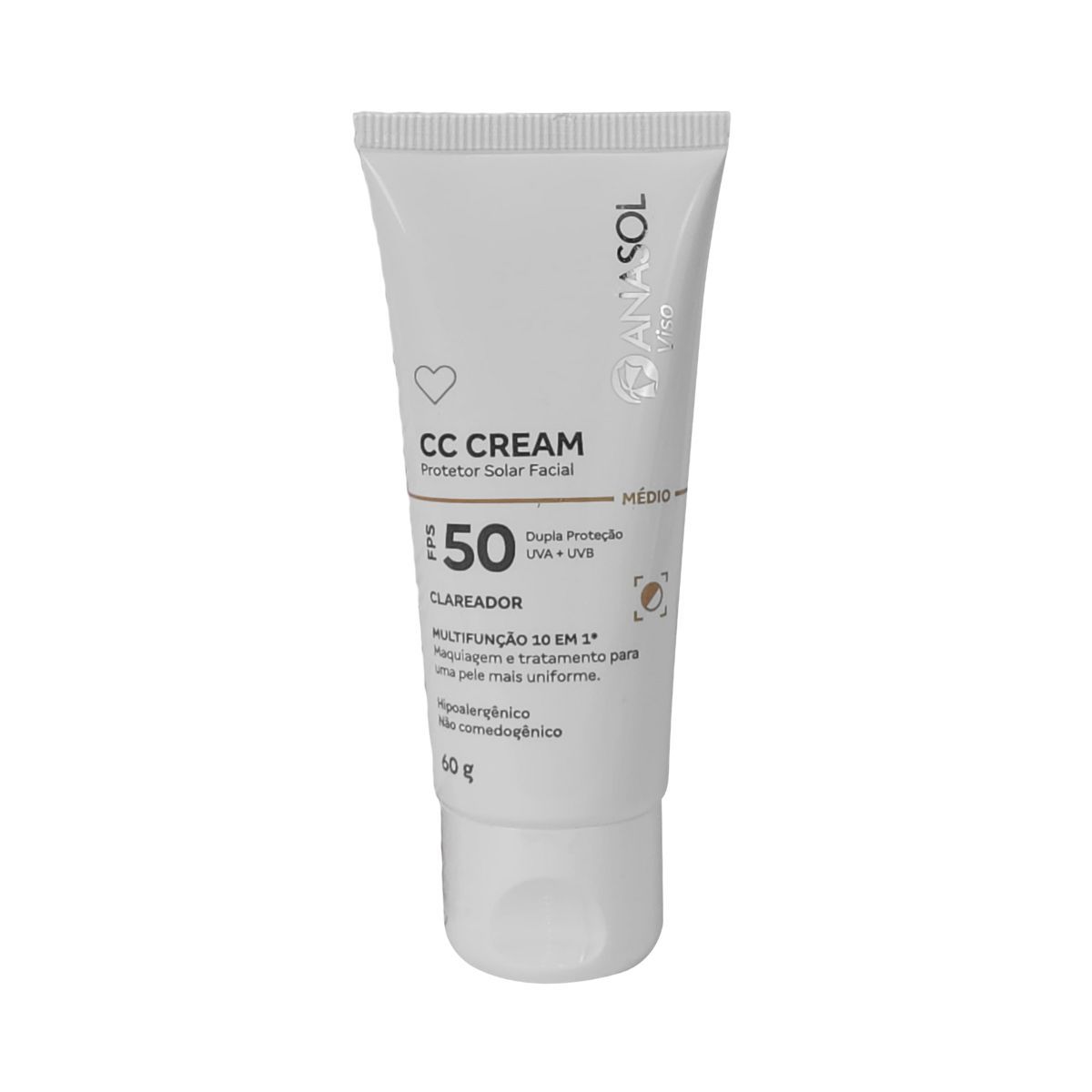 CC CREAM MÉDIO ANASOL FPS5O 60G COM ESPONJA