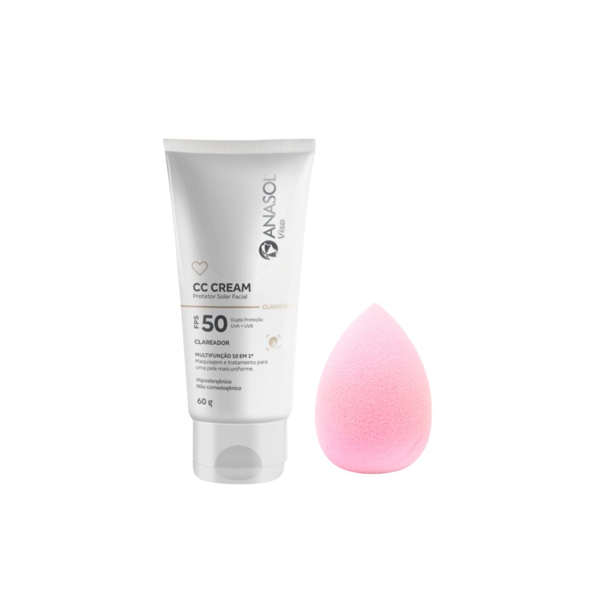 CC CREAM CLARO ANASOL FPS5O 60G COM ESPONJA
