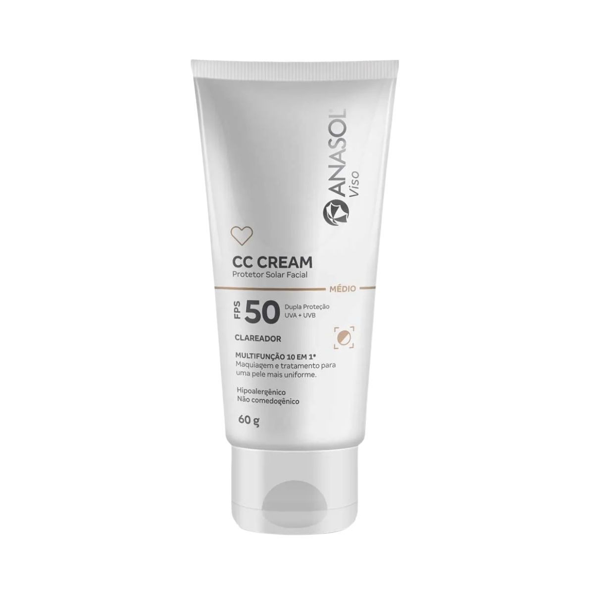 CC CREAM CLARO ANASOL FPS5O 60G COM ESPONJA