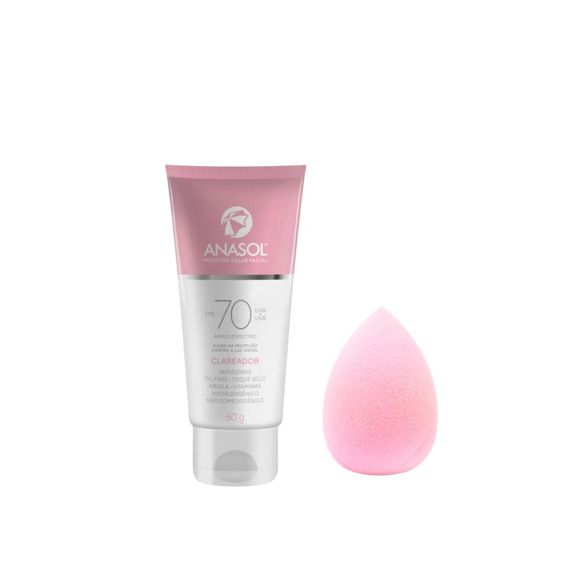 PROTETOR SOLAR CLAREADOR FACIAL FPS70 ANASOL 60G COM ESPONJA