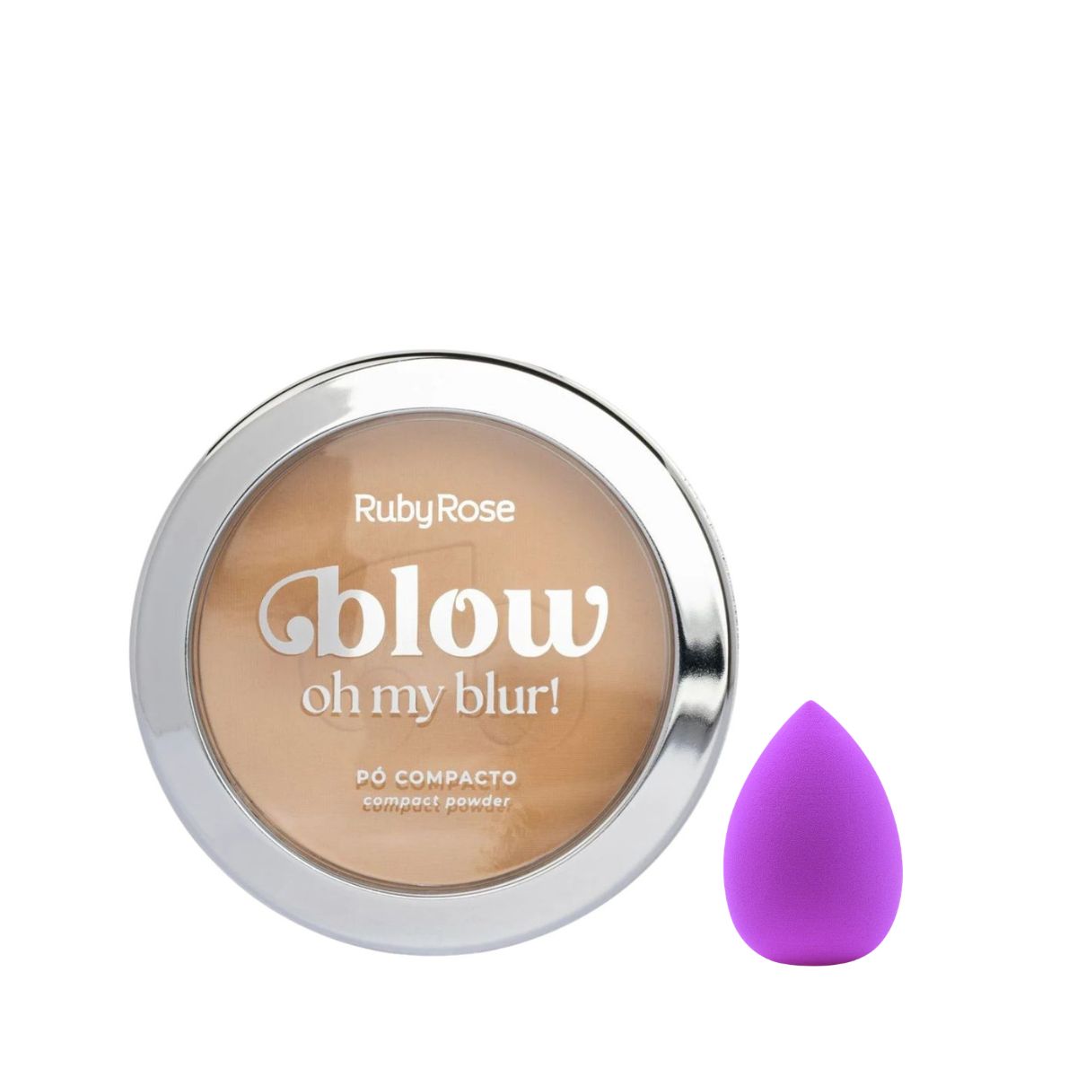 KIT RUBY ROSE BLOW PÓ COMPACTO PBW40 + ESPONJA PARA MAQUIAGEM