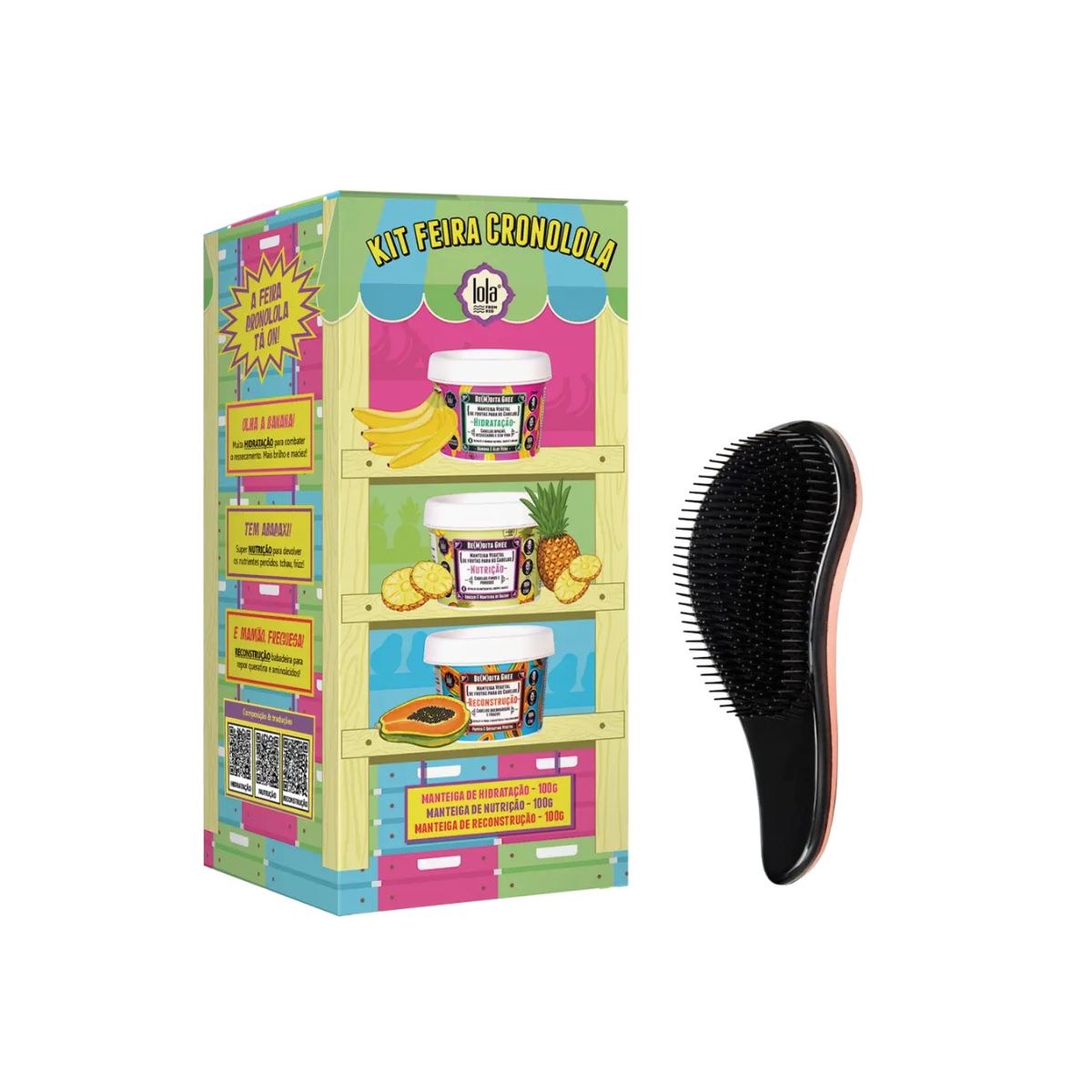 KIT FEIRA CRONOLOLA LOLA 3X100G + BRINDE ESCOVA MÁGICA
