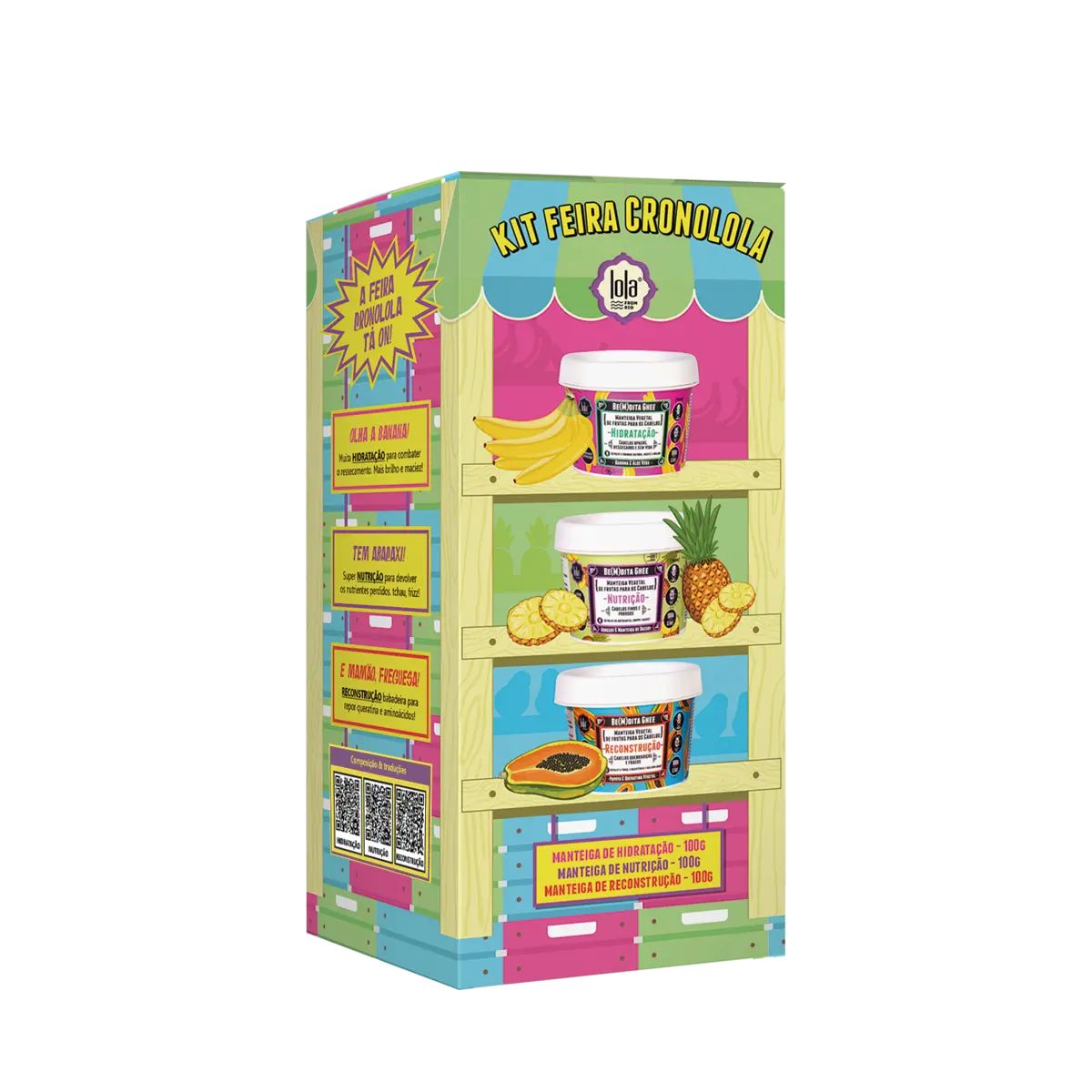 KIT FEIRA CRONOLOLA LOLA 3X100G + BRINDE ESCOVA MÁGICA