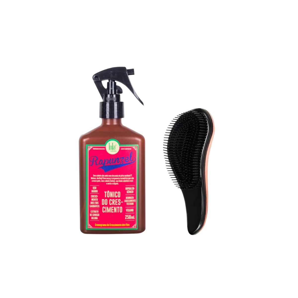 TÔNICO DE CRESCIMENTO RAPUNZEL LOLA COSMETICS 250ML + BRINDE ESCOVA MÁGICA