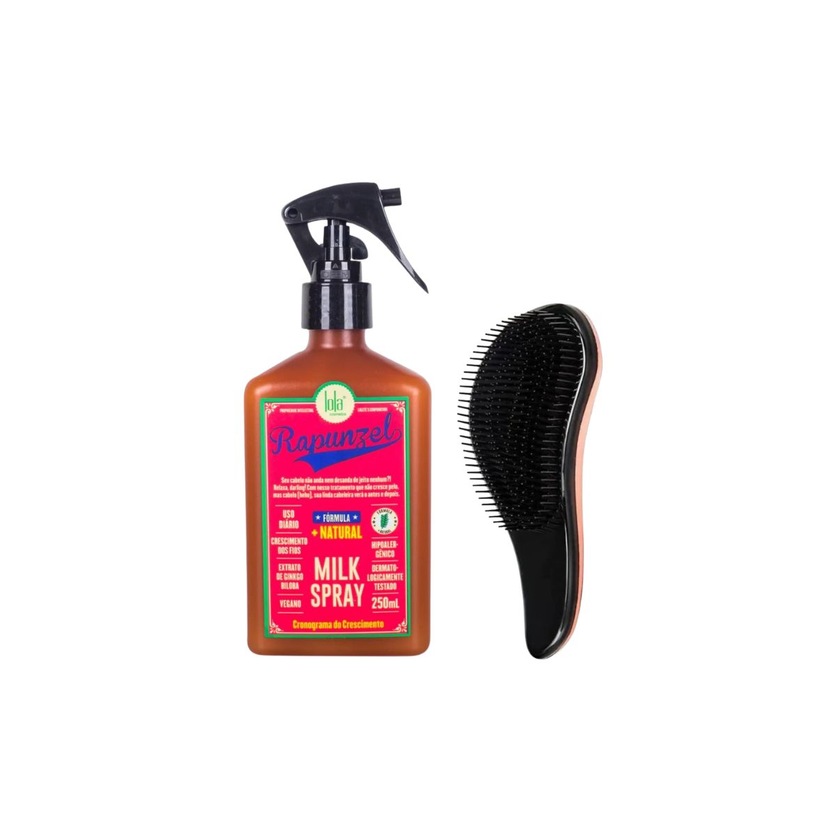 LEAVE-IN SPRAY MILK RAPUNZEL LOLA COSMETICS 250ML + BRINDE ESCOVA MÁGICA
