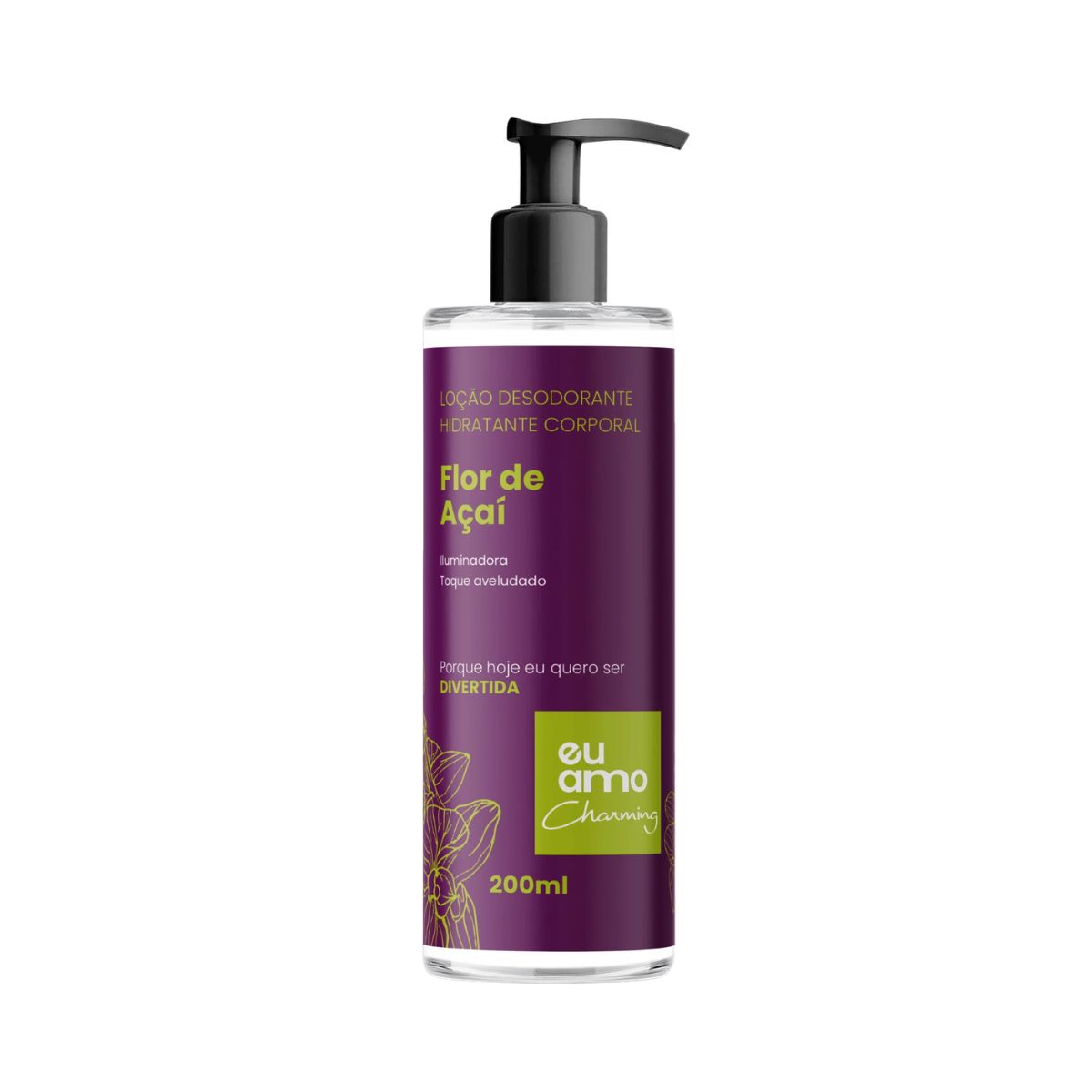 LOÇÃO DESODORANTE HIDRATANTE EU AMO CHARMING FLOR DE AÇAI 200ML