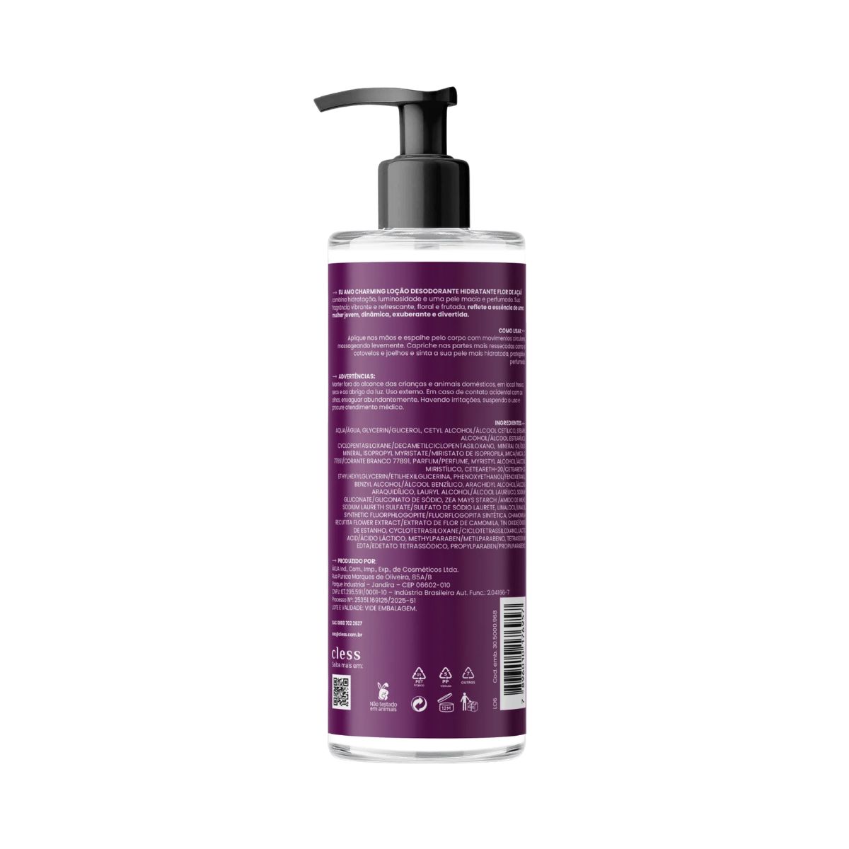 LOÇÃO DESODORANTE HIDRATANTE EU AMO CHARMING FLOR DE AÇAI 200ML