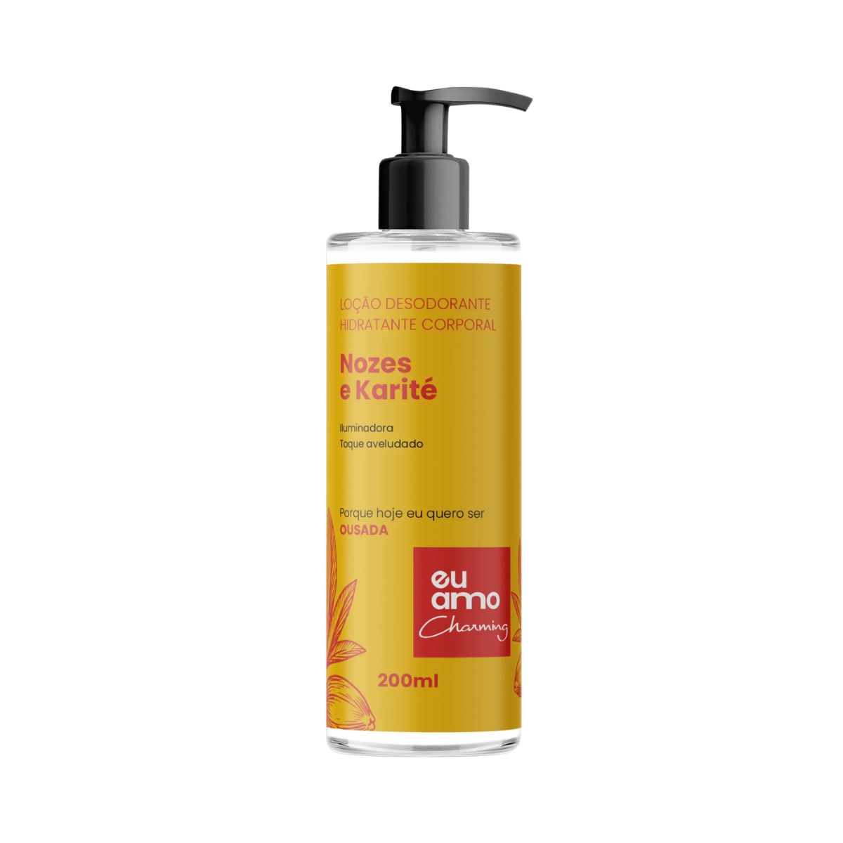 LOÇÃO DESODORANTE HIDRATANTE EU AMO CHARMING NOZES E KARITÉ 200ML