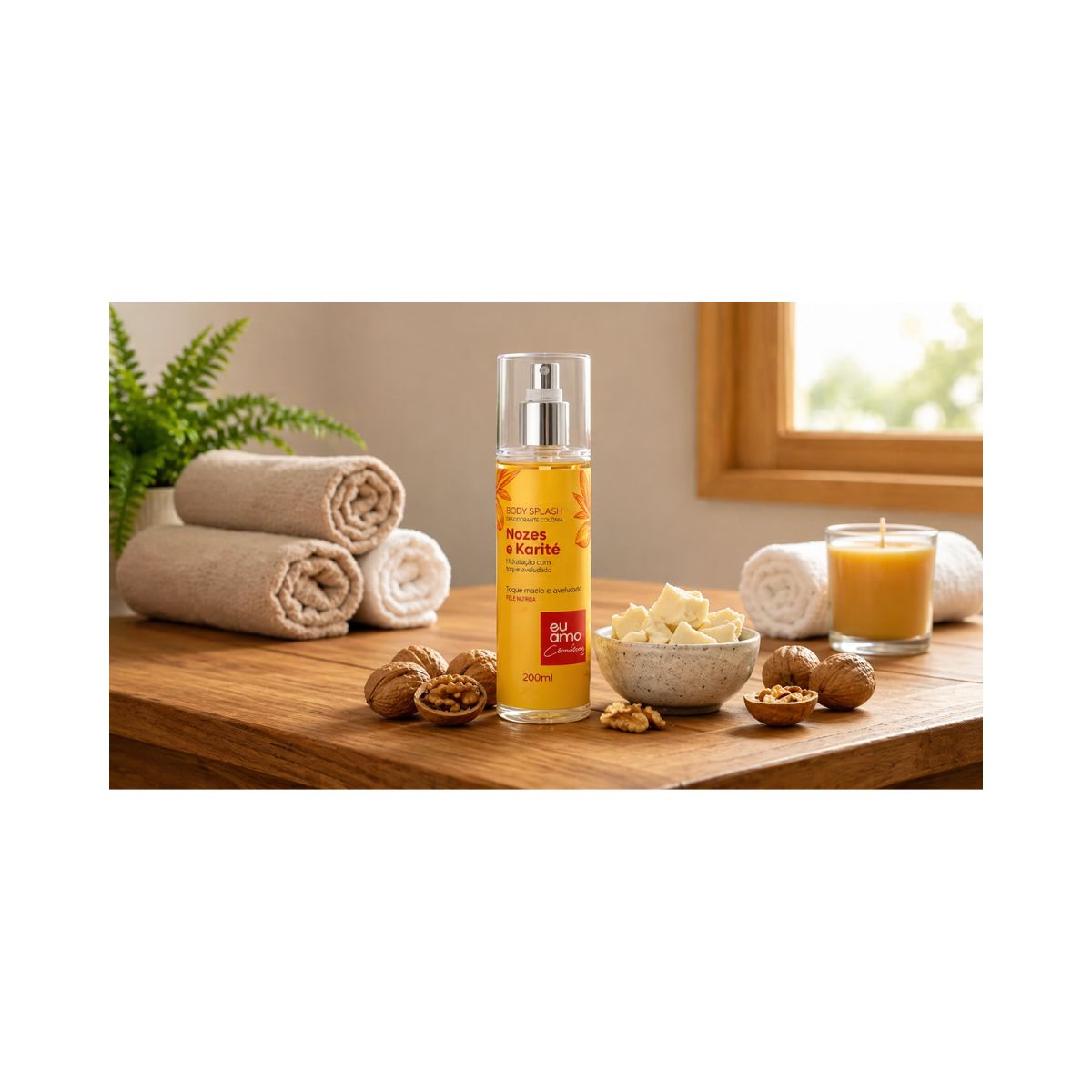 LOÇÃO DESODORANTE HIDRATANTE EU AMO CHARMING NOZES E KARITÉ 200ML