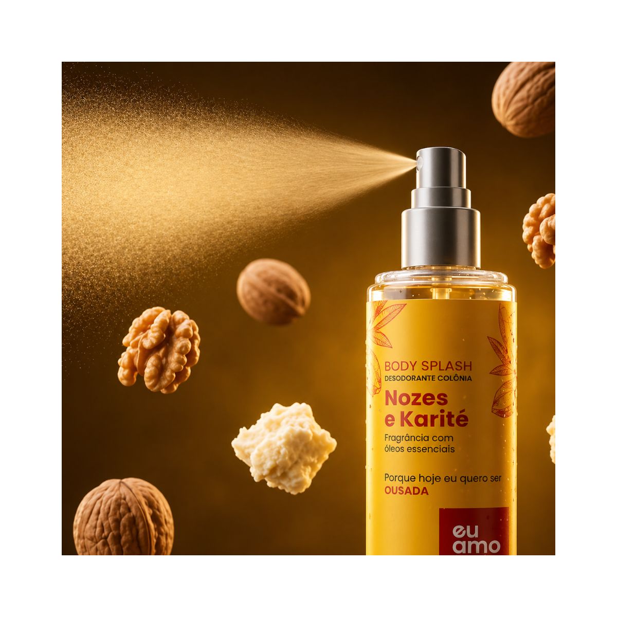 LOÇÃO DESODORANTE HIDRATANTE EU AMO CHARMING NOZES E KARITÉ 200ML