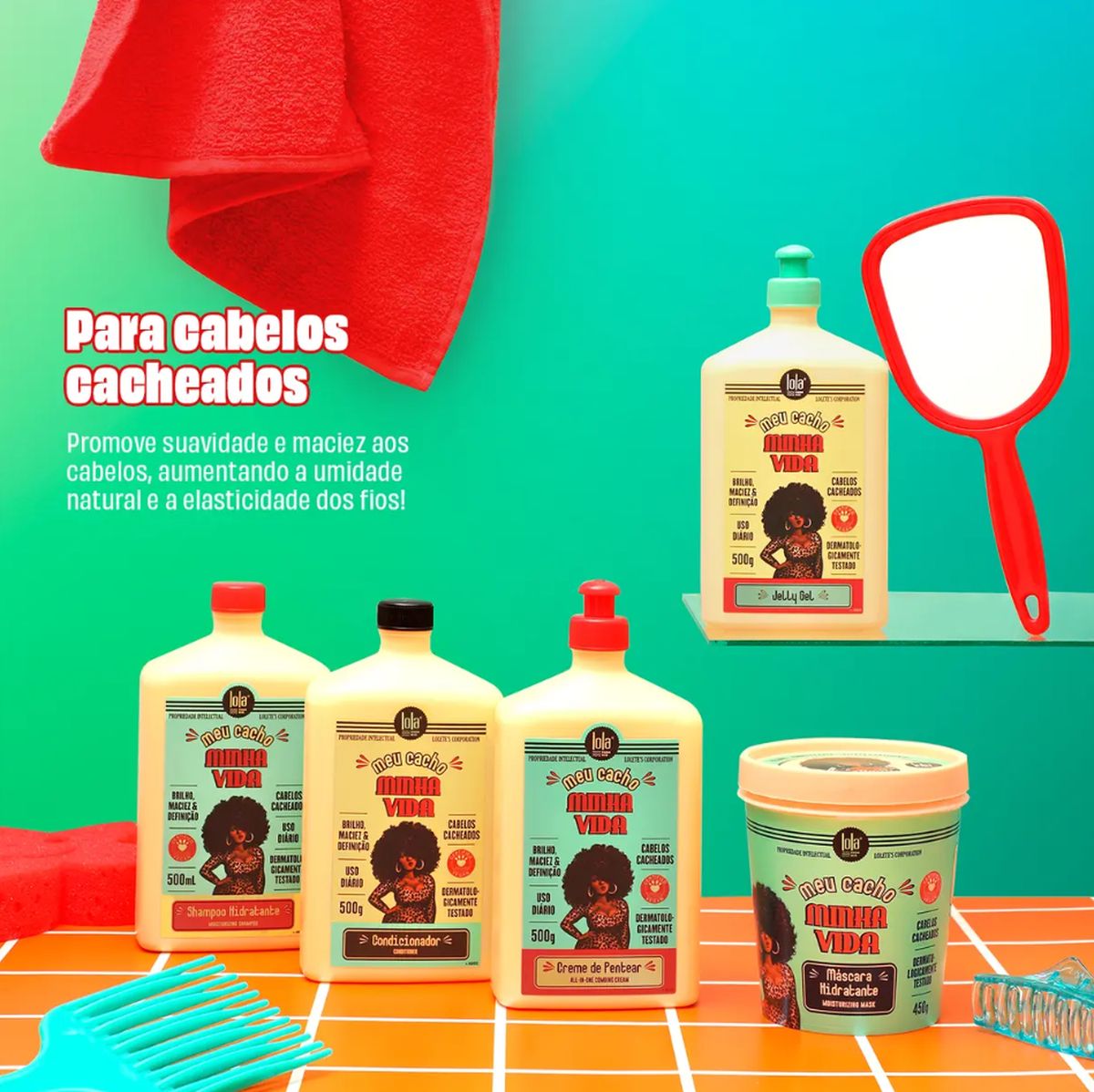 KIT SHAMPOO E CONDICIONADOR 500ML MEU CACHO MINHA VIDA LOLA