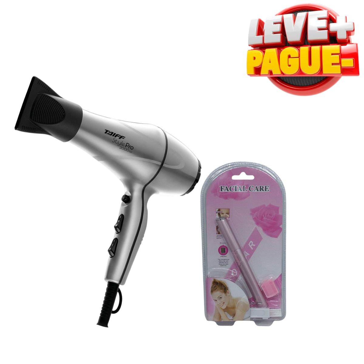 KIT TAIFF SECADOR STYLE PRO PRATA 2000W 110V + NAVALHA FACIAL