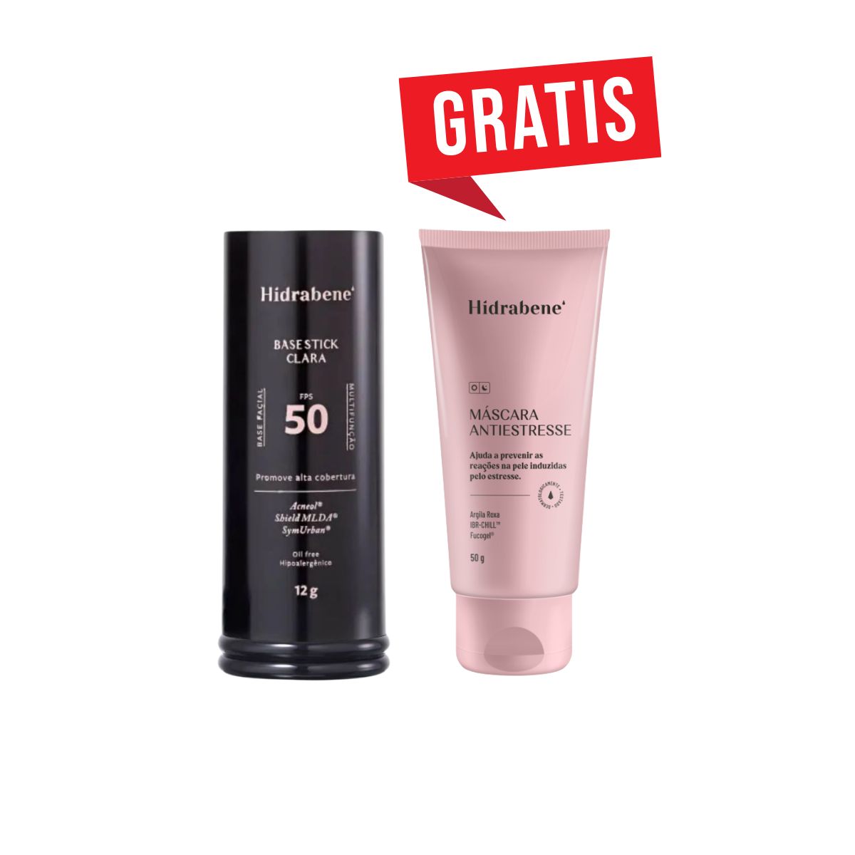 BASE HIDRABENE STICK CLARA FPS50 12G + MÁSCARA ANTIESTRESSE 50G