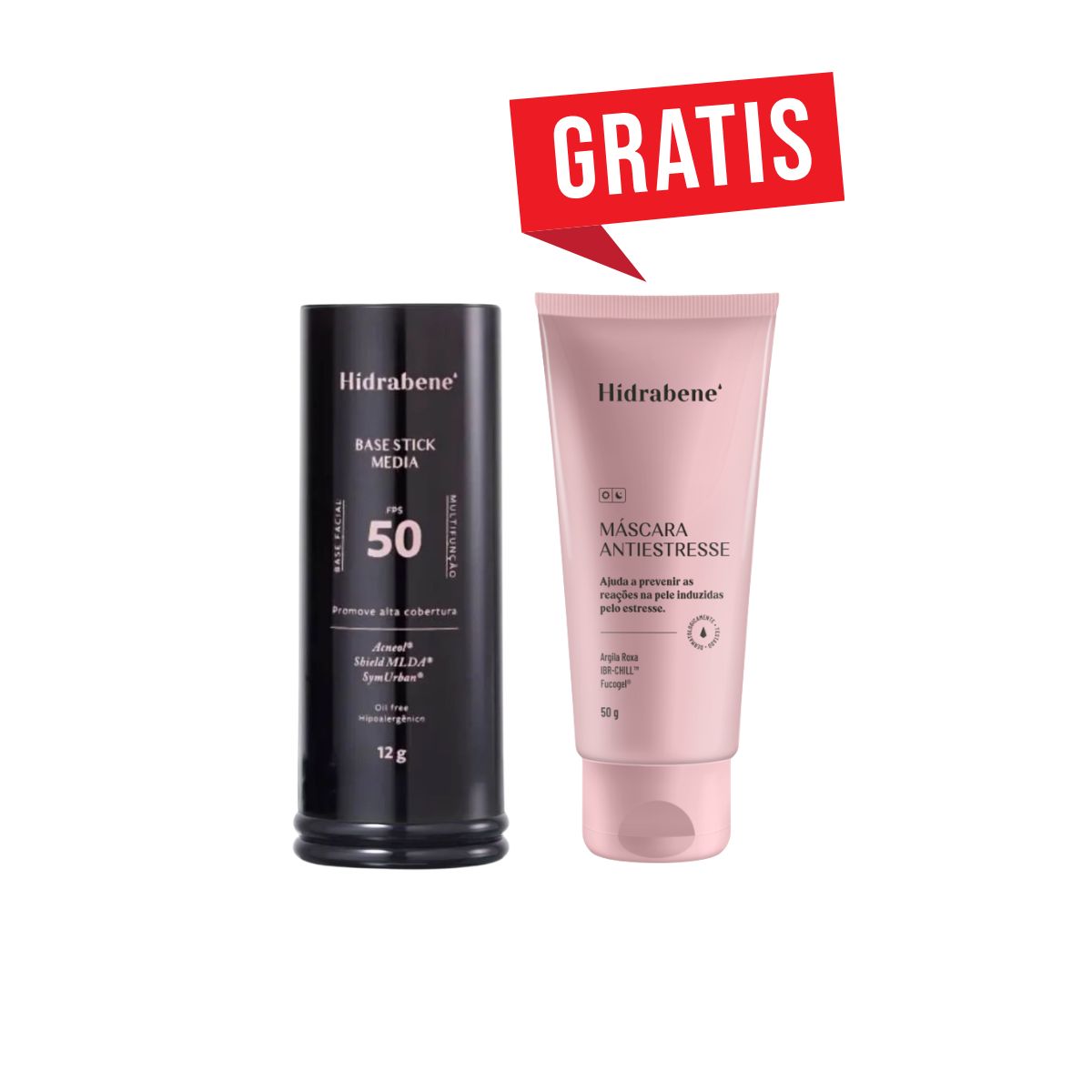 BASE HIDRABENE STICK MEDIA FPS50 12G + MÁSCARA ANTIESTRESSE 50G