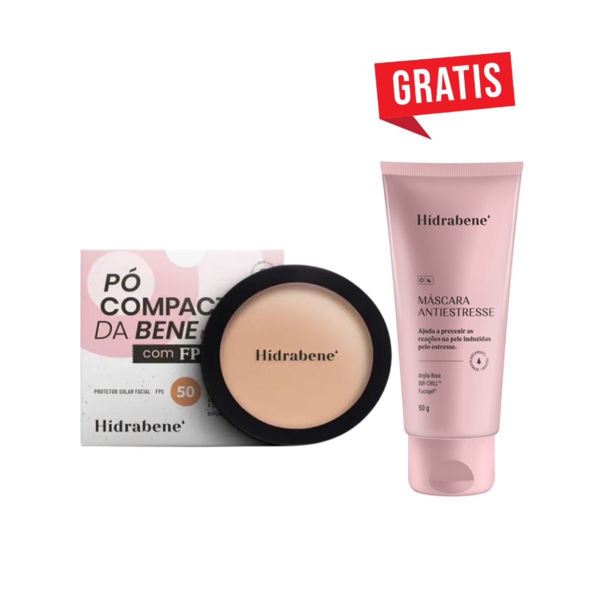 PÓ COMPACTO FPS50 CLARO HIDRABENE + MÁSCARA ANTIESTRESSE 50G